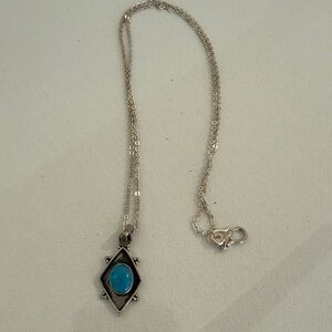 Silver Necklace with Turquoise Blue Pendant